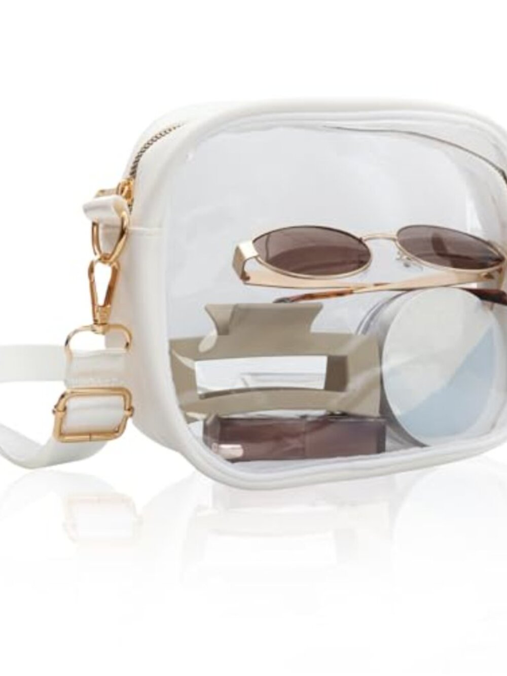 Clear Crossbody Bag PVC Stadium Approved Adjustable Strap Purse for Concerts
